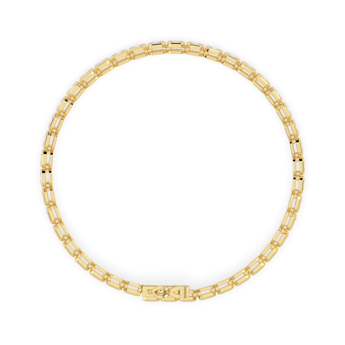 4 CTW Bezel-Set Emerald Cut Lab Grown Diamond Tennis Bracelet - View 5