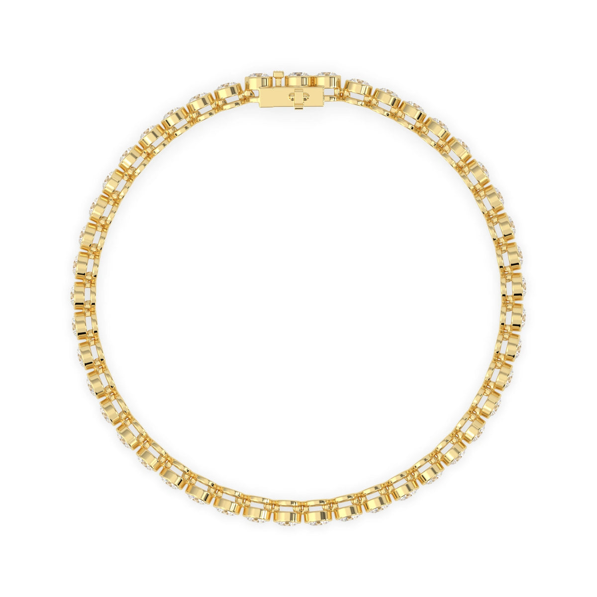 7 CTW Bezel-Set Round Lab Grown Diamond Tennis Bracelet - View 5