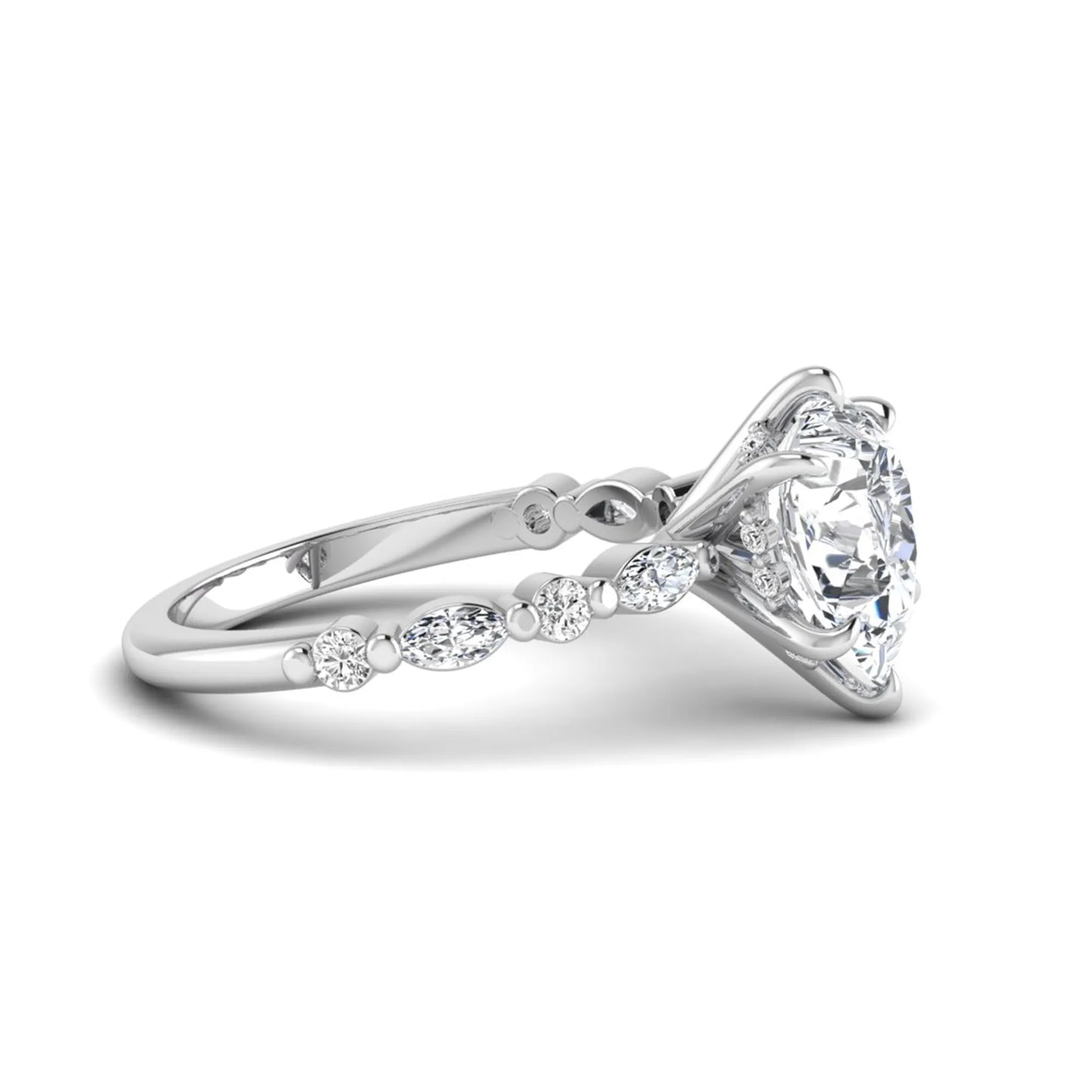 Princess Cluster Prong Set Lab Grown Diamond Engagement Ring