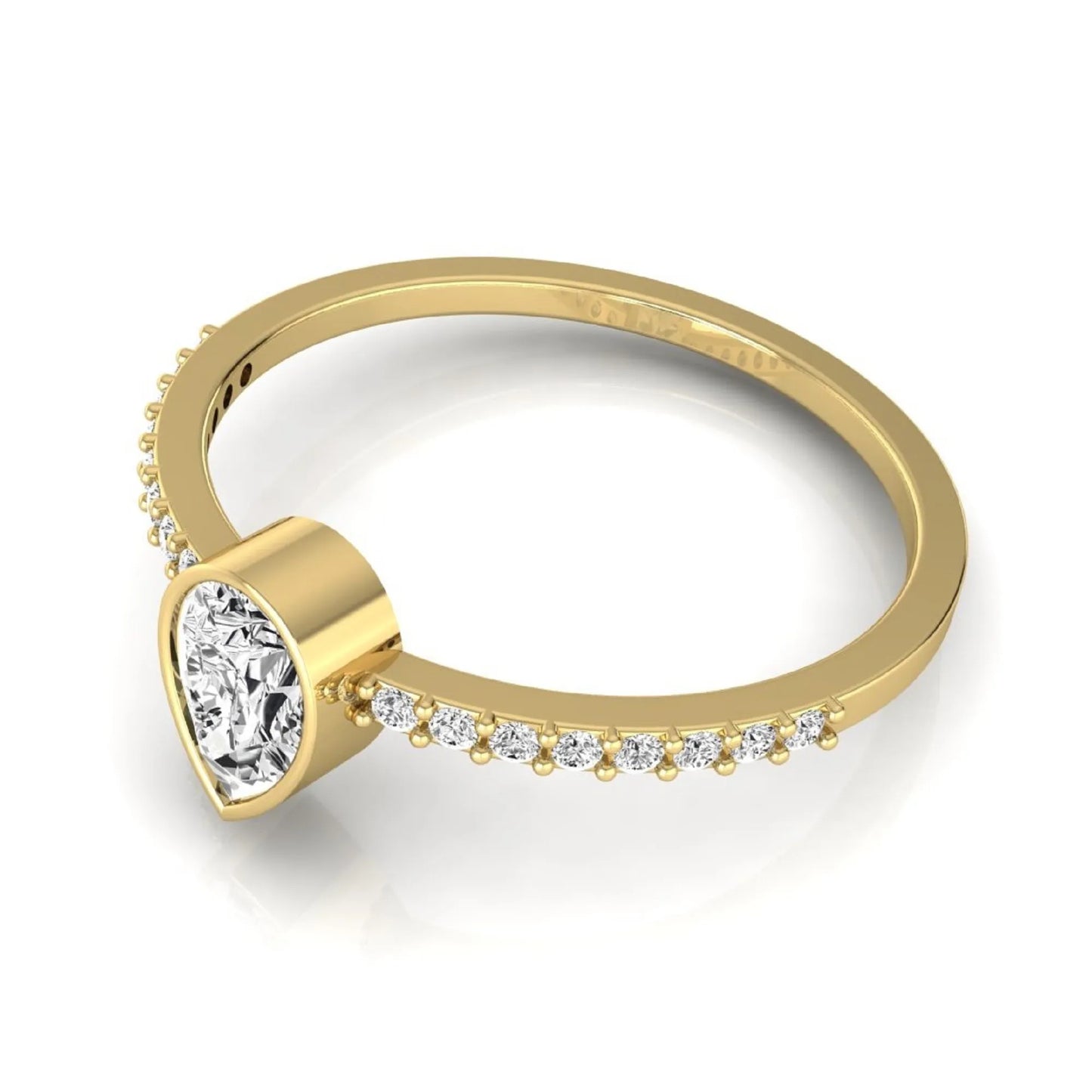 Pear Cut Bezel Set Lab Grown Diamond Ring
