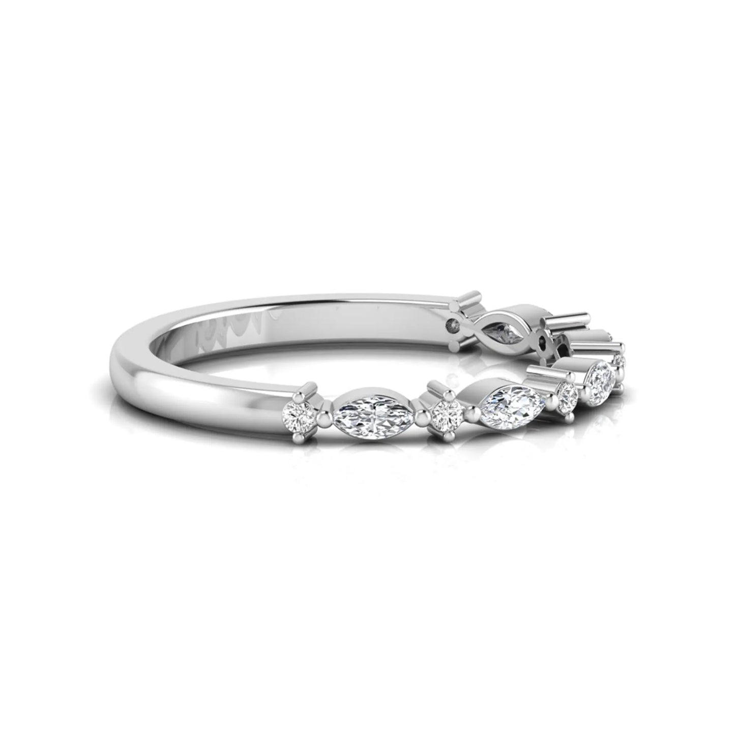 Marquise & Round Lab Grown Diamond Half Eternity Wedding Band