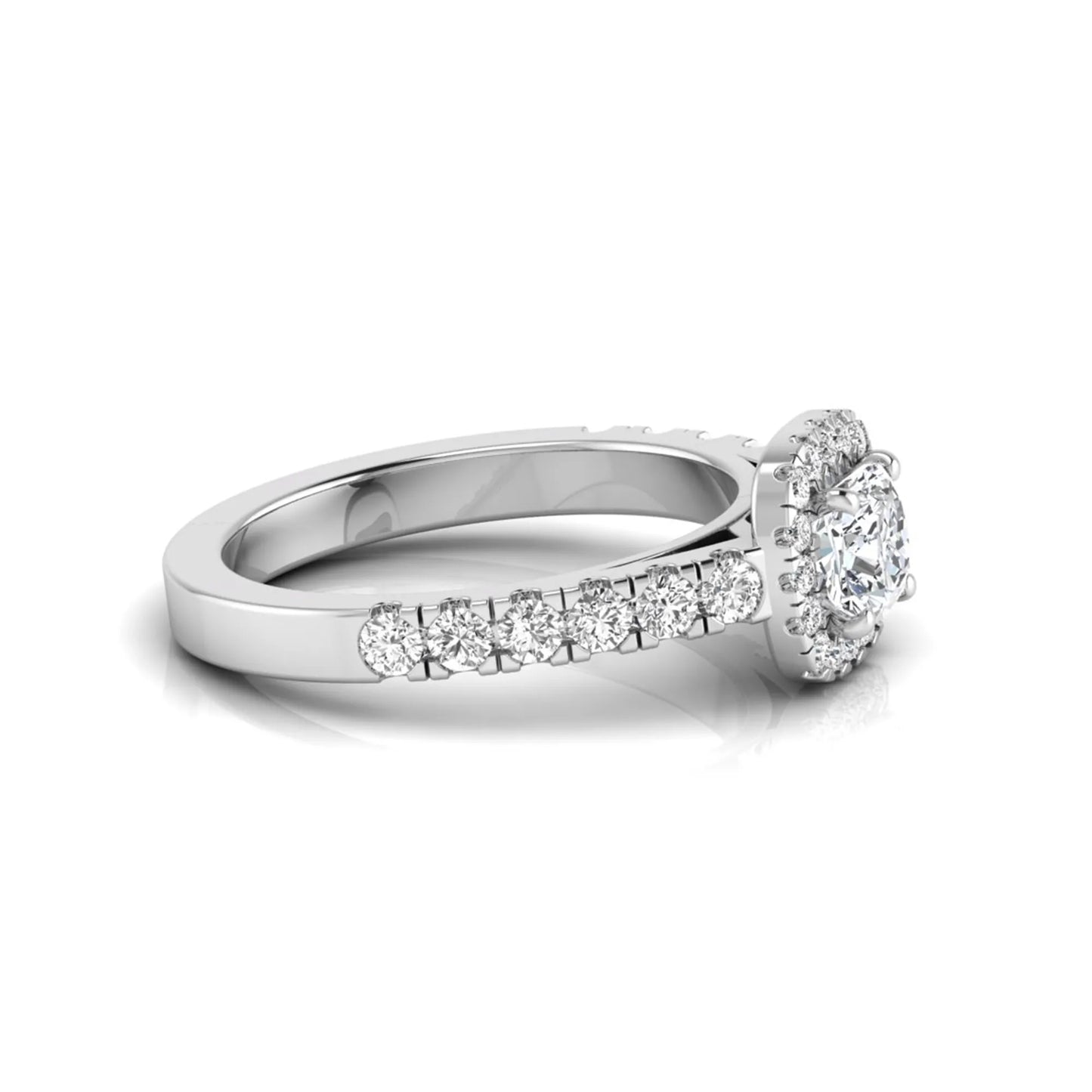 Cushion Cut Halo Lab Grown Diamond Engagement Ring