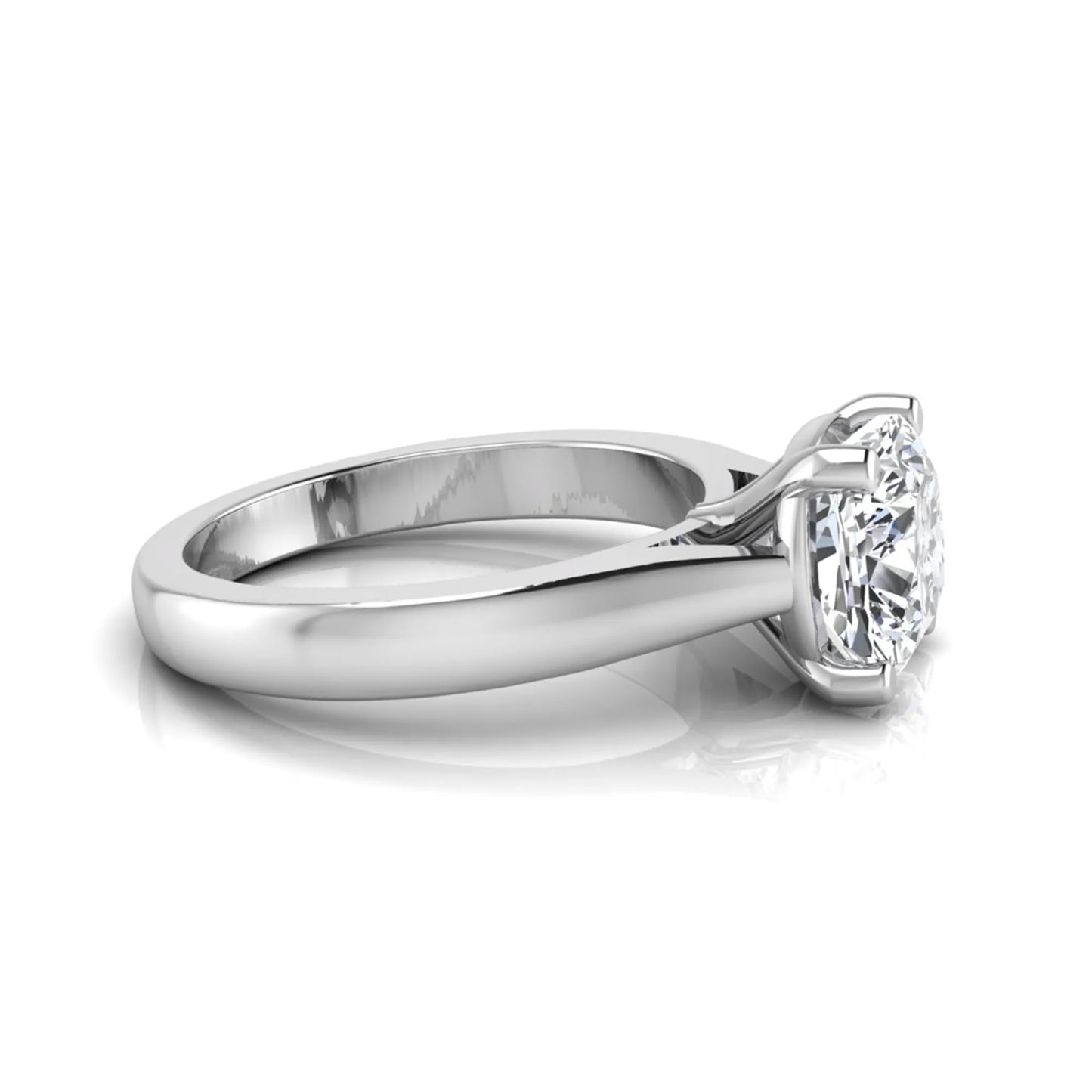 IGI certified 2.04 carat cushion cut lab grown diamond solitaire engagement ring in a classic four-prong white gold setting.