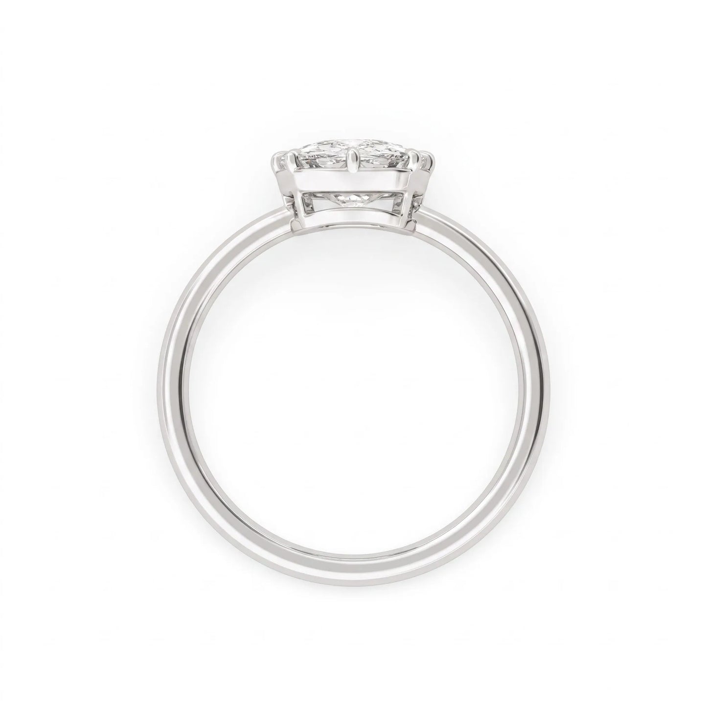 Cushion cut lab grown diamond solitaire engagement ring featuring an eight-prong setting with a polished white gold band.
