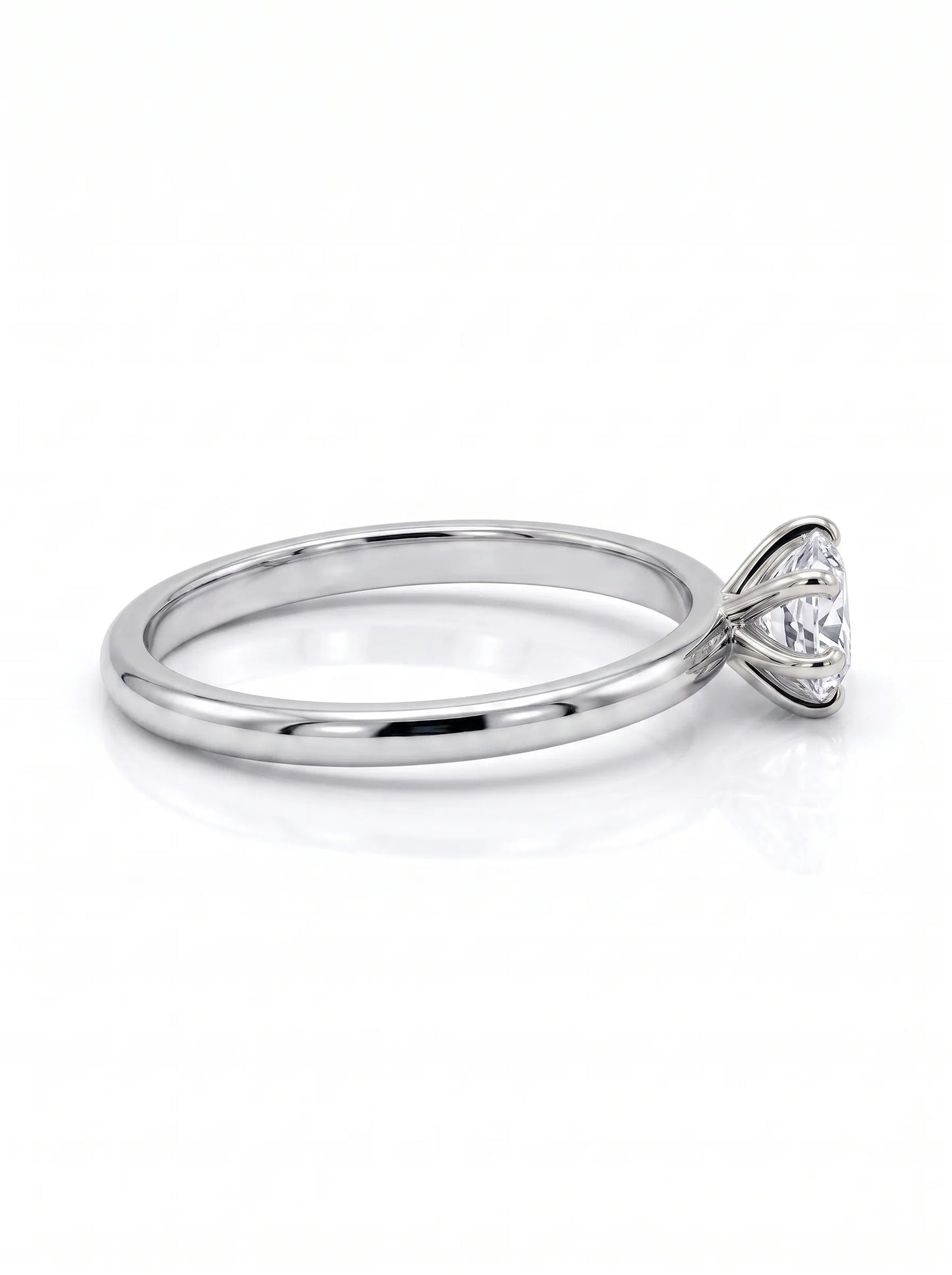 East-west marquise cut lab grown diamond solitaire engagement ring with a six-prong setting in white gold style.