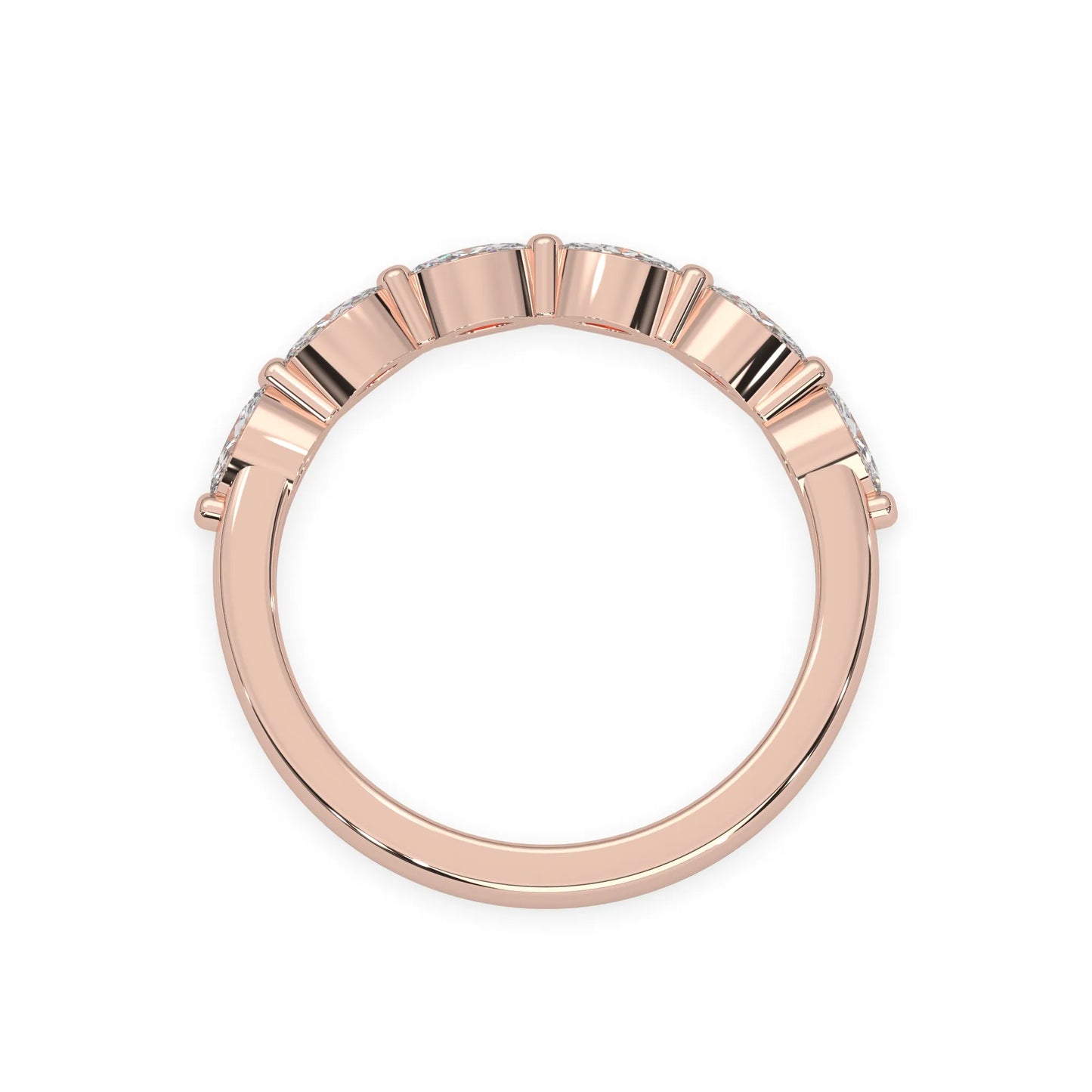 Marquise half eternity lab grown diamond wedding band with 0.60 carat diamonds in rose gold