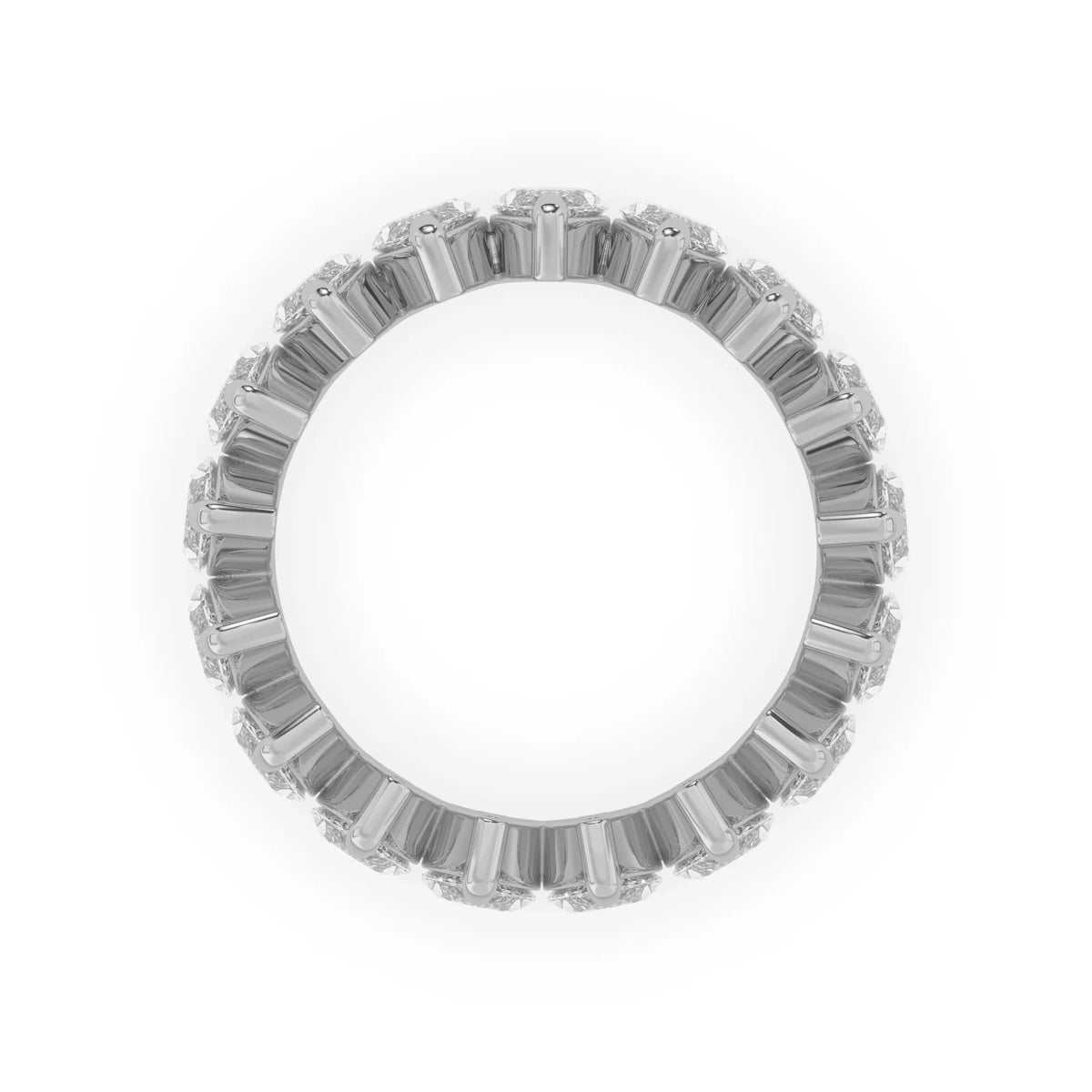 Marquise prong set lab grown diamond eternity band ring featuring 7.99 carat marquise cut diamonds in a luxurious white gold design.