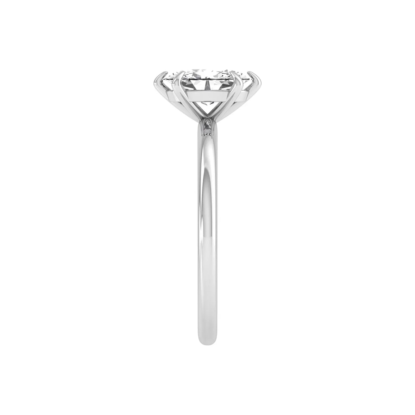 Oval cut lab grown diamond solitaire engagement ring featuring a 1.15 carat IGI certified center diamond in a classic six-prong setting in white gold