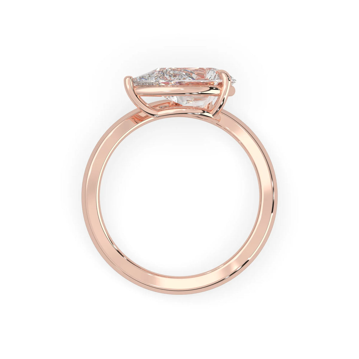 Pear east west lab grown diamond solitaire engagement ring with 1.50 carat center diamond in rose gold