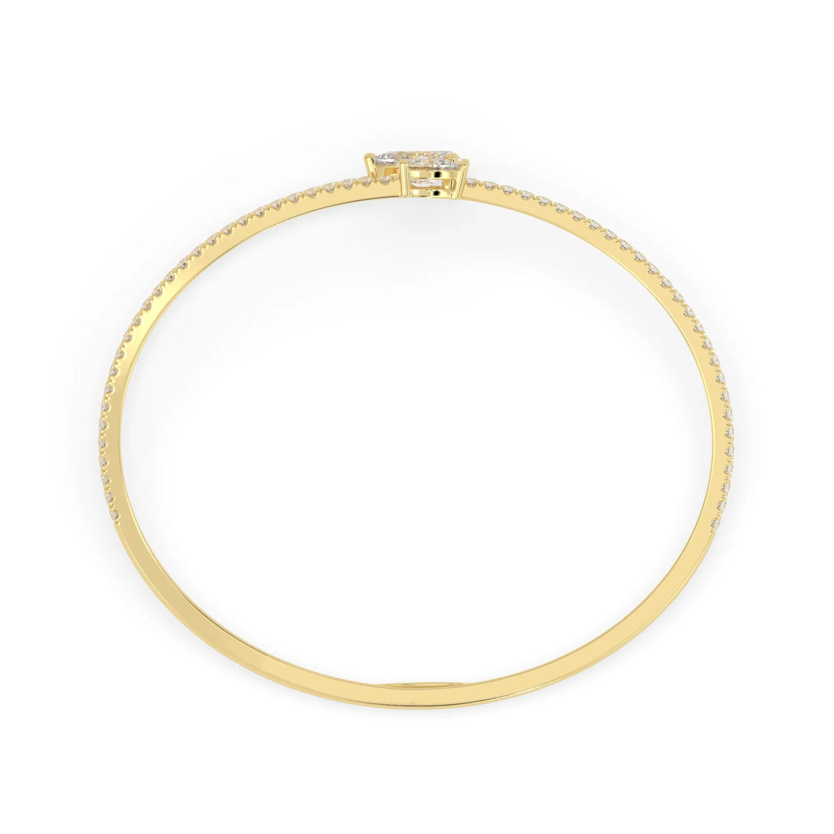 1.30 Carat Pear Three Stone Open Cuff Lab Grown Diamond Bypass Pave Bangle Bracelet