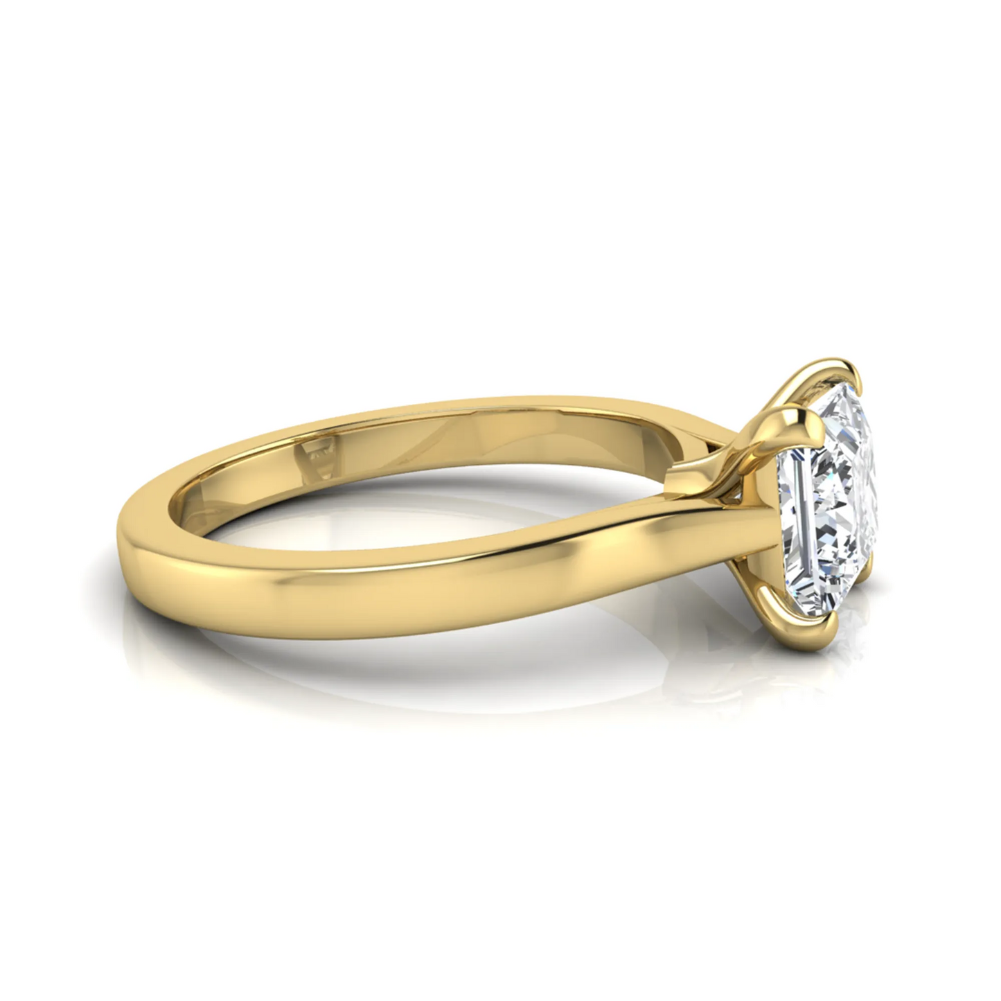 yellow-Gold ring with a diamond on a white background