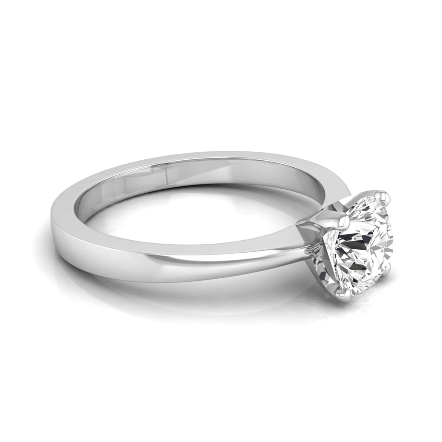 Round lab grown diamond solitaire engagement ring featuring a 1.03 carat IGI certified round brilliant diamond in a classic four-prong white gold setting.