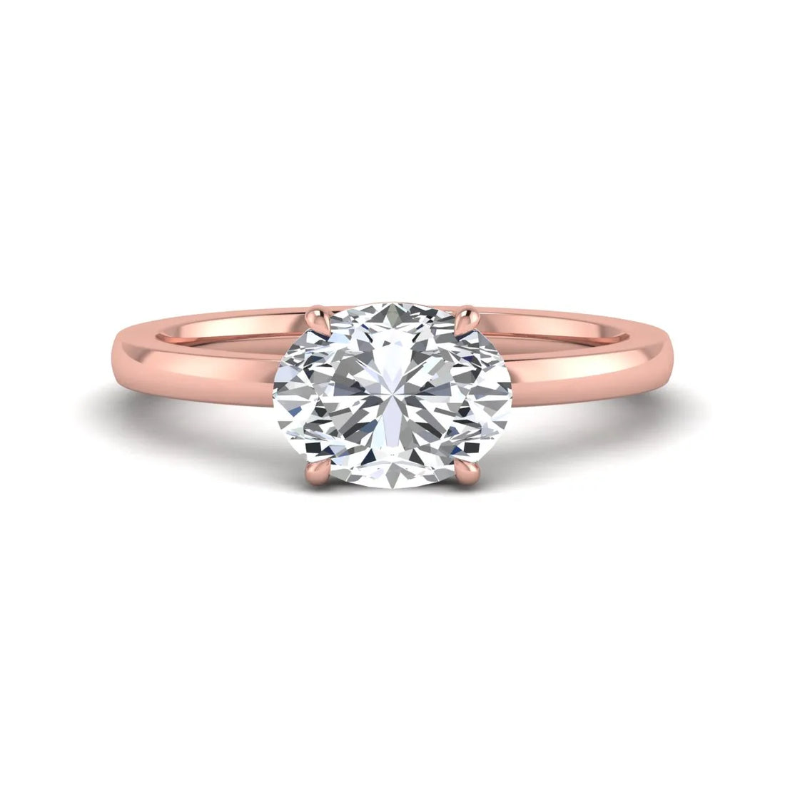 Oval lab grown diamond solitaire engagement ring in rose gold