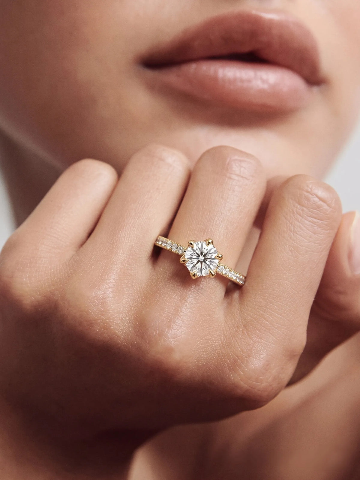 2.5 Carat Round Cut Lab Grown Diamond Pavé Engagement Ring