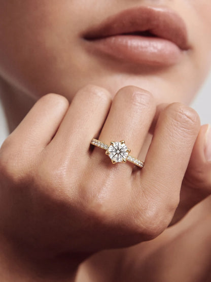 2.5 Carat Round Cut Lab Grown Diamond Pavé Engagement Ring