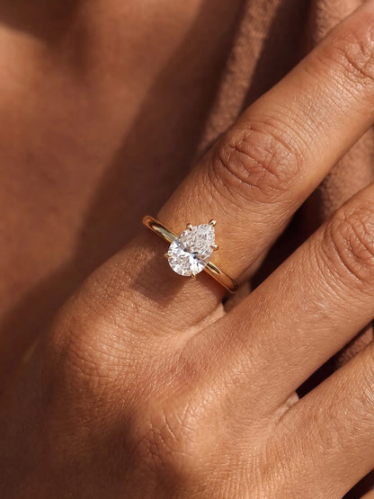 1.5 Carat Pear Solitaire Lab Grown Diamond Engagement Ring