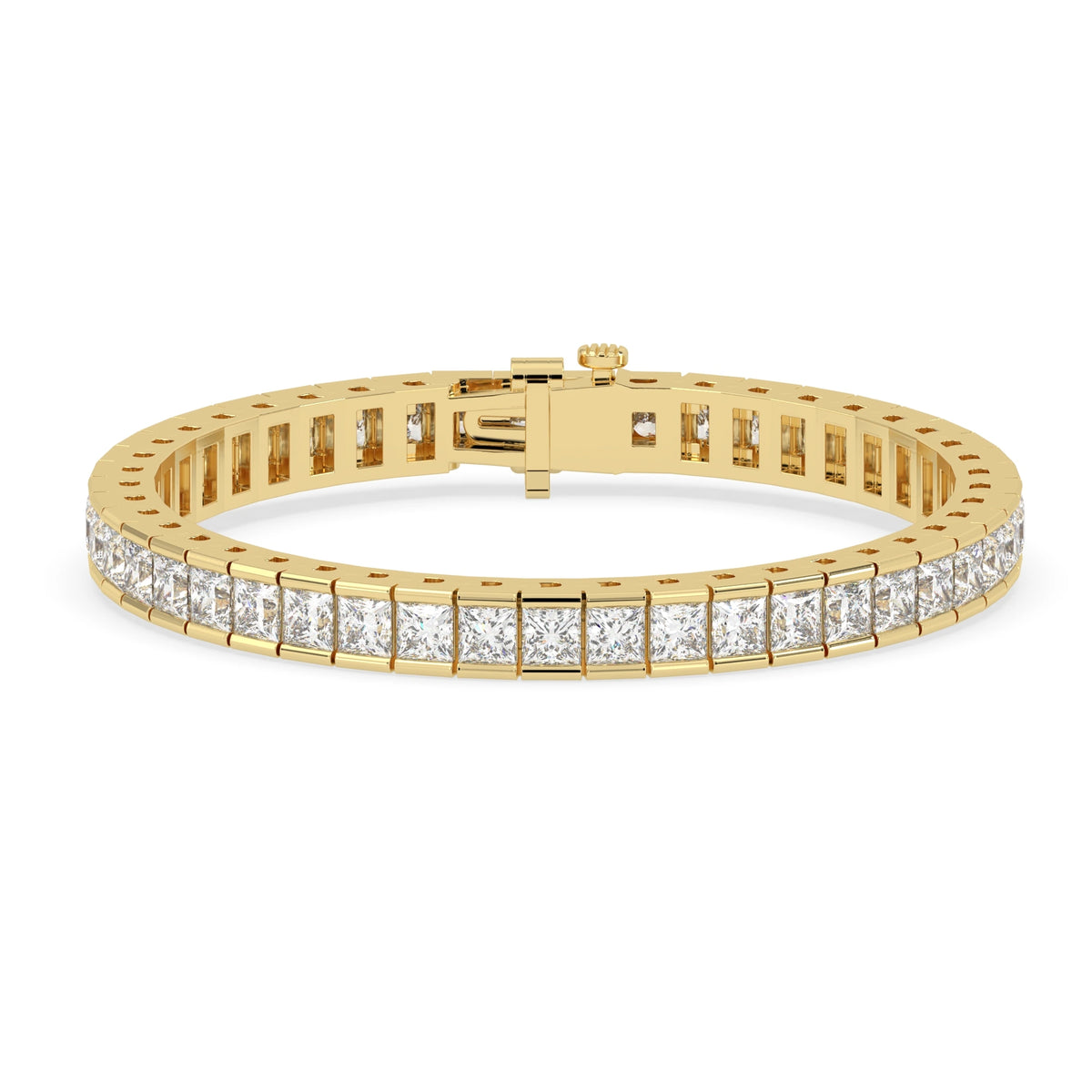 18 CTW Half Bezel Princess Cut Lab Grown Diamond Tennis Bracelet