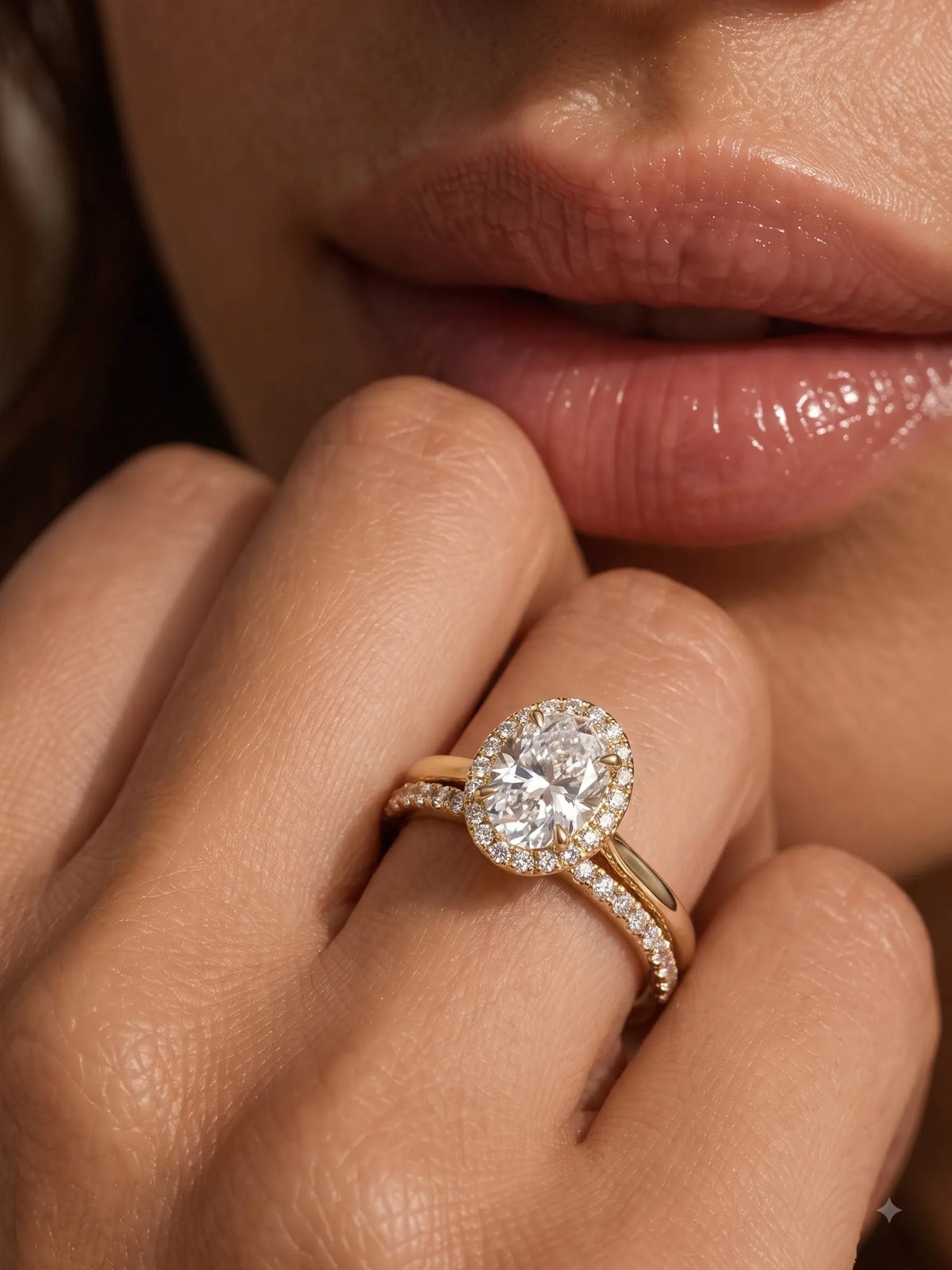 2 Carat Oval Halo Lab Grown Diamond Bridal Ring Set