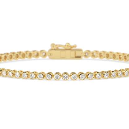 2 CTW Dainty Minimalist Round Lab Grown Diamond Tennis Bracelet - View 2