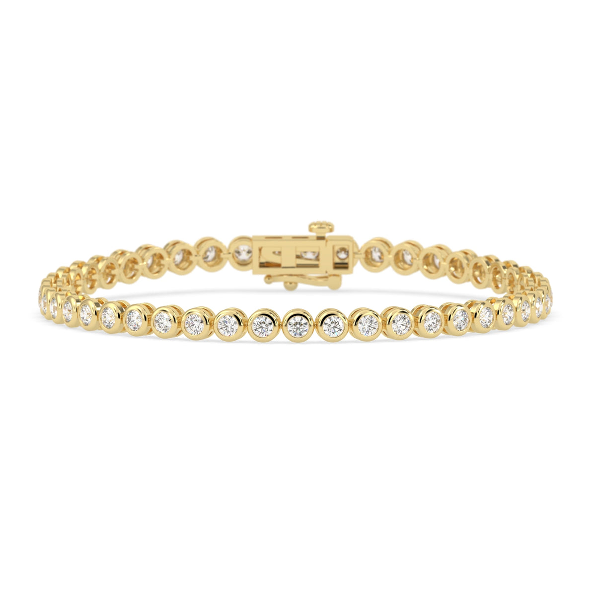 3 CTW Modern Bezel-Set Round Lab Grown Diamond Tennis Bracelet