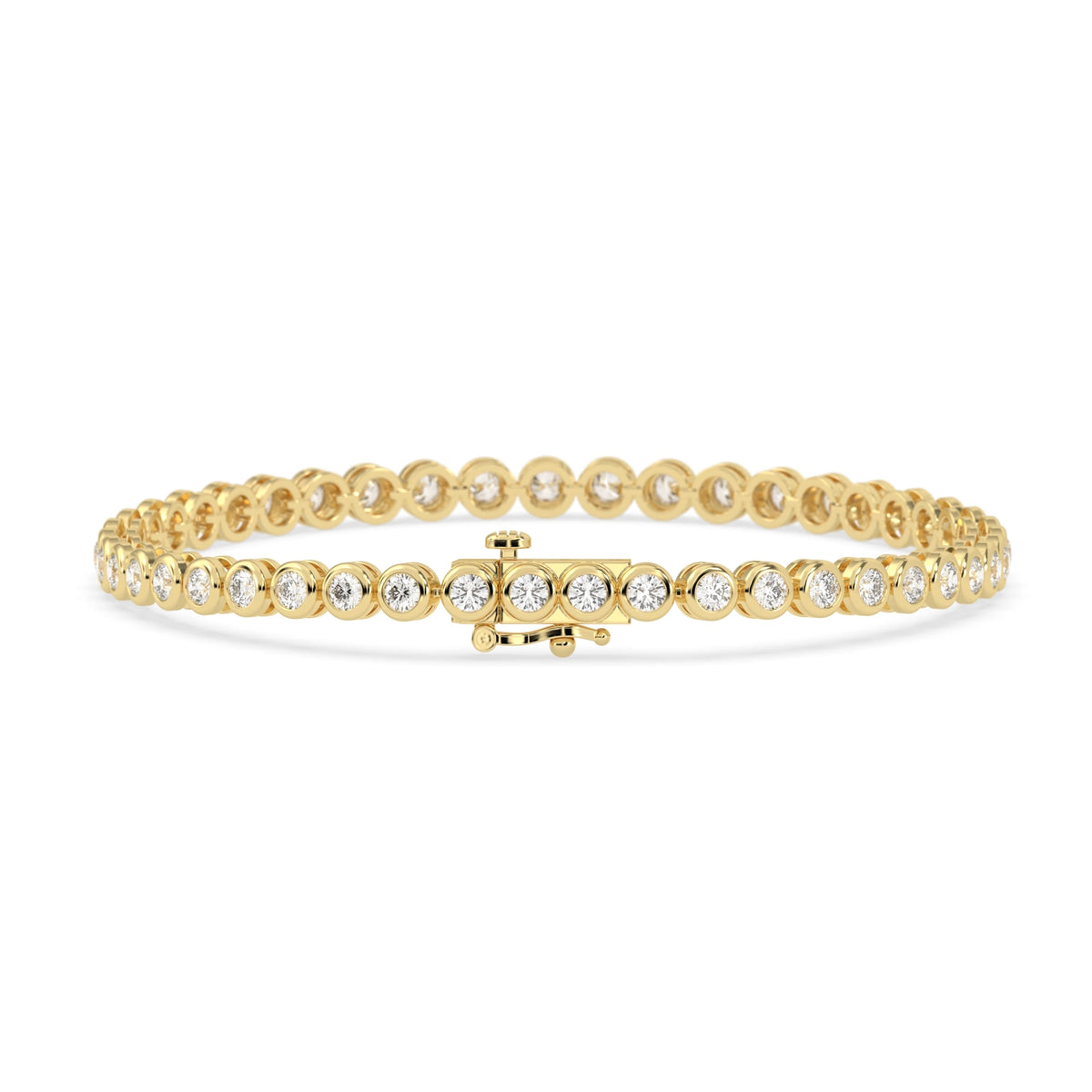 3 CTW Modern Bezel-Set Round Lab Grown Diamond Tennis Bracelet - View 3