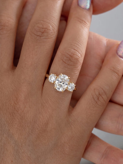 3 Carat Cushion Three Stone Lab Grown Diamond Engagement Ring