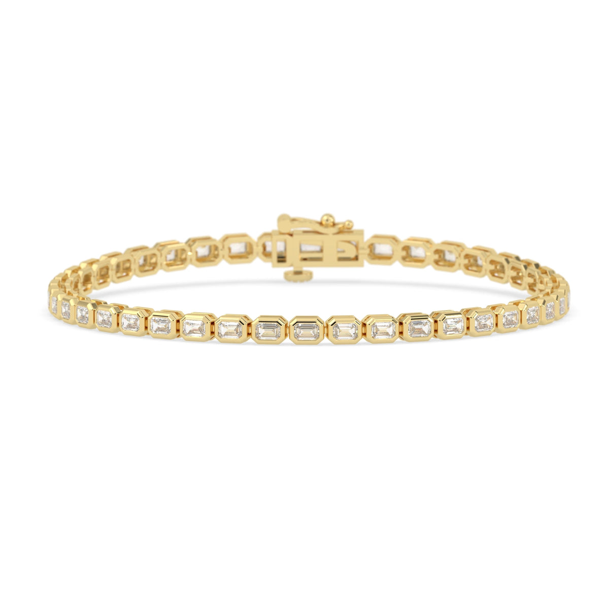 4 CTW Bezel-Set Emerald Cut Lab Grown Diamond Tennis Bracelet