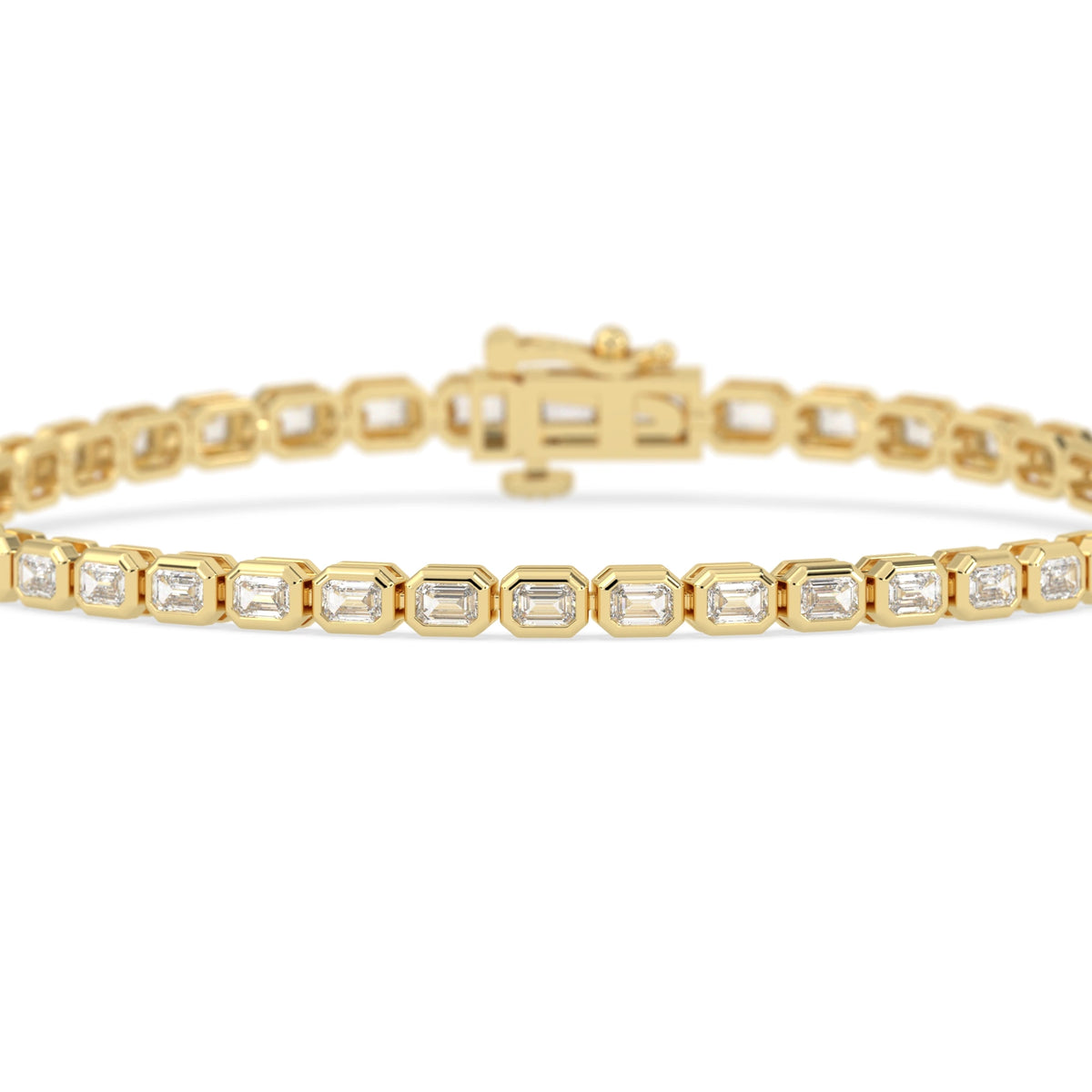 4 CTW Bezel-Set Emerald Cut Lab Grown Diamond Tennis Bracelet - View 2