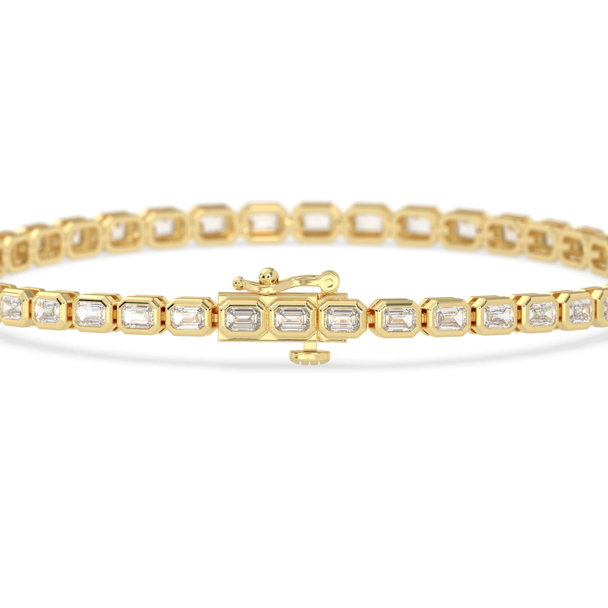 4 CTW Bezel-Set Emerald Cut Lab Grown Diamond Tennis Bracelet - View 4