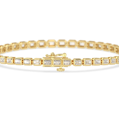 4 CTW Bezel-Set Emerald Cut Lab Grown Diamond Tennis Bracelet - View 4