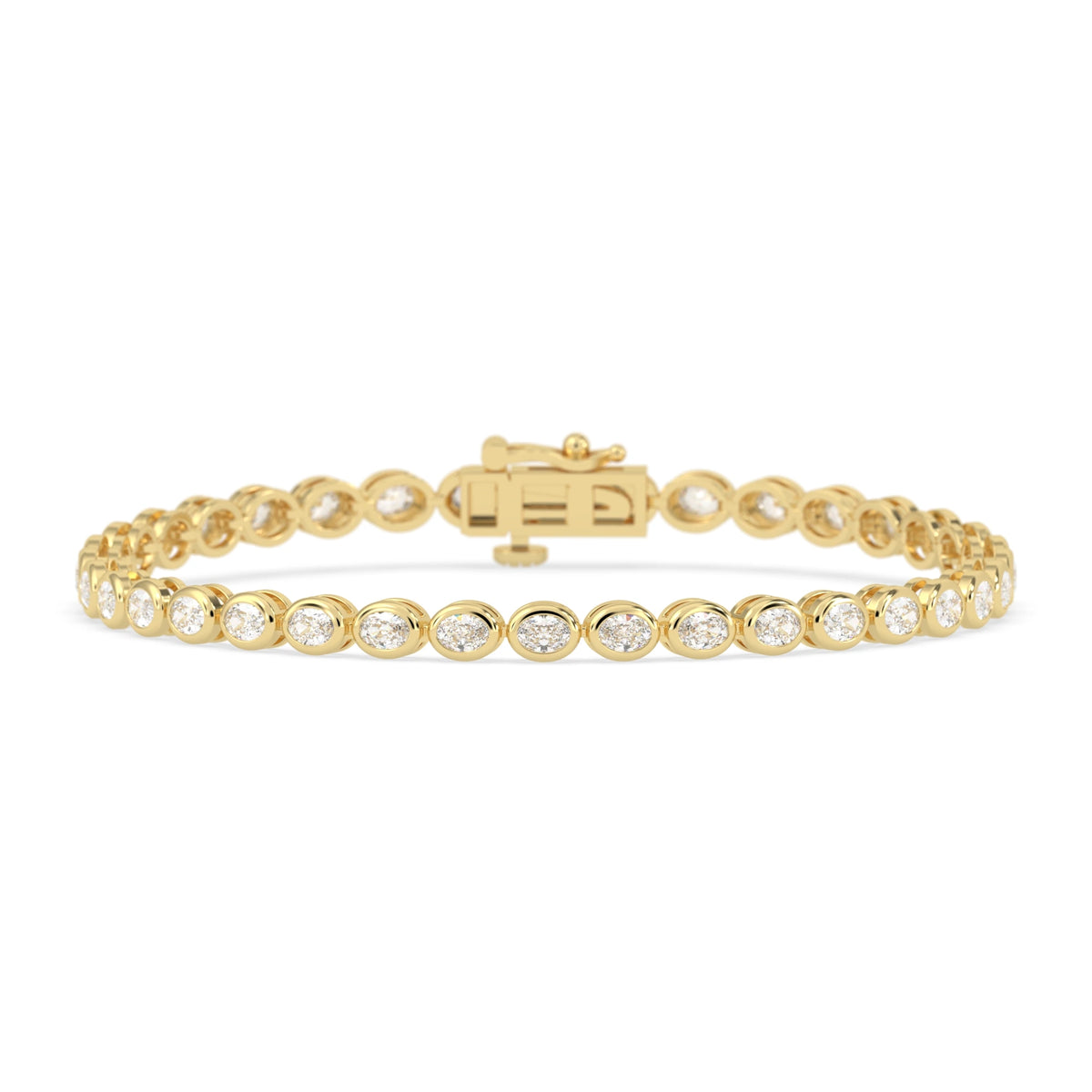 4 CTW Bezel-Set Oval Cut Lab Grown Diamond Tennis Bracelet