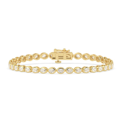 4 CTW Bezel-Set Oval Cut Lab Grown Diamond Tennis Bracelet