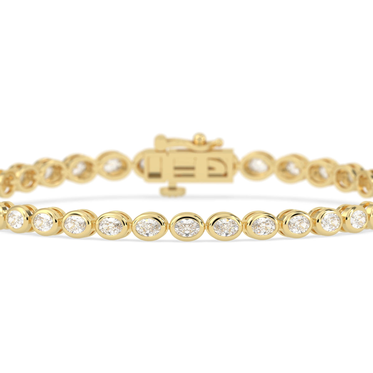 4 CTW Bezel-Set Oval Cut Lab Grown Diamond Tennis Bracelet - View 2