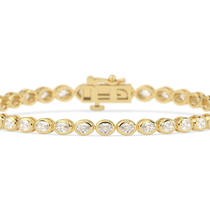 4 CTW Bezel-Set Oval Cut Lab Grown Diamond Tennis Bracelet - View 2