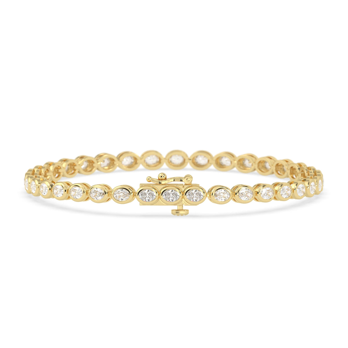 4 CTW Bezel-Set Oval Cut Lab Grown Diamond Tennis Bracelet - View 3