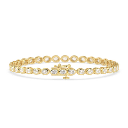 4 CTW Bezel-Set Oval Cut Lab Grown Diamond Tennis Bracelet - View 3
