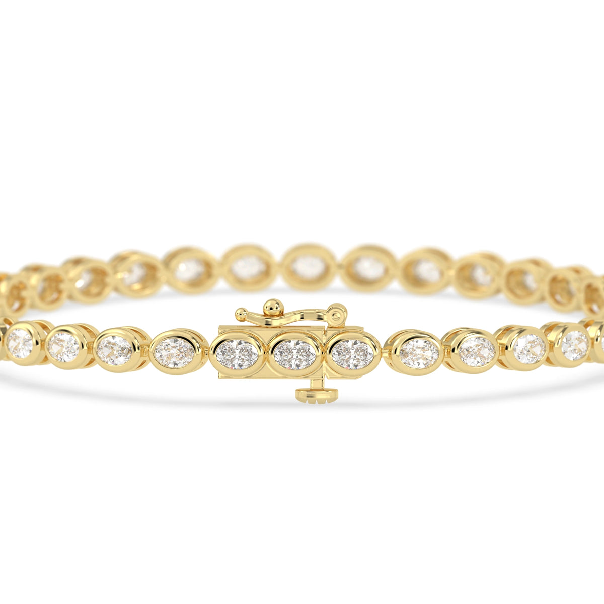 4 CTW Bezel-Set Oval Cut Lab Grown Diamond Tennis Bracelet - View 4
