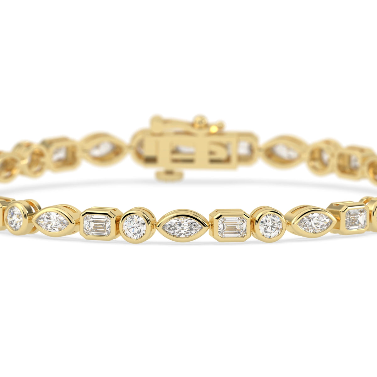 4 CTW Modern Bezel-Set Round Lab Grown Diamond Tennis Bracelet - View 2