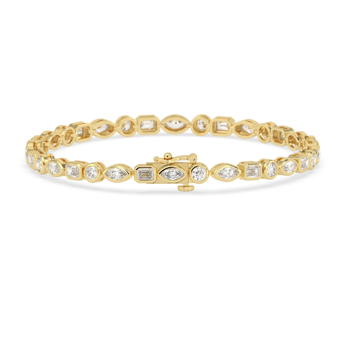 4 CTW Modern Bezel-Set Round Lab Grown Diamond Tennis Bracelet - View 3