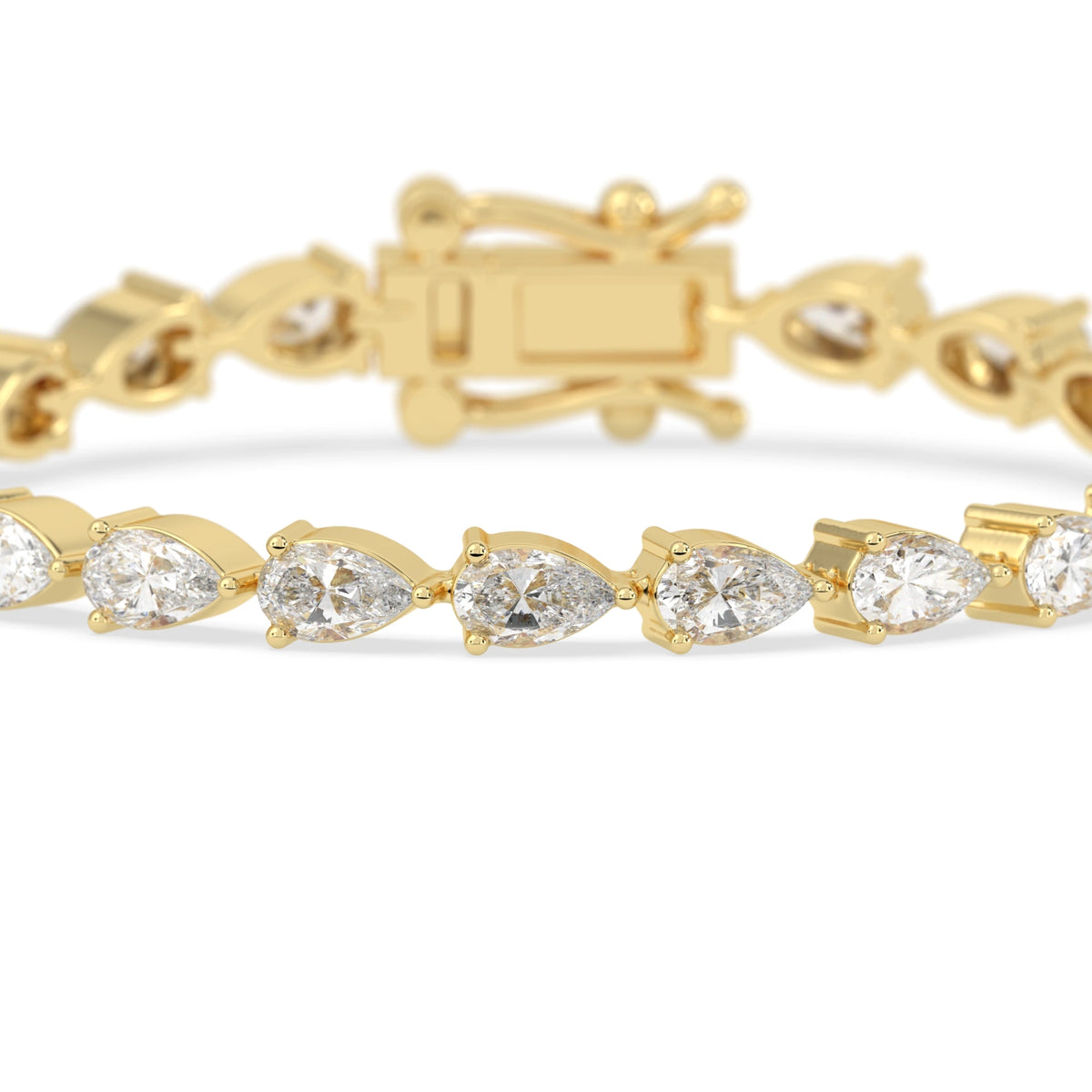 4 CTW Prong-Set Pear Cut Lab Grown Diamond Tennis Bracelet - View 2