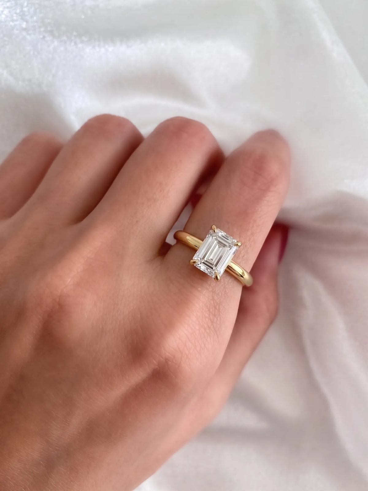 2.5 Carat Emerald Cut Solitaire Lab Grown Diamond Engagement Ring