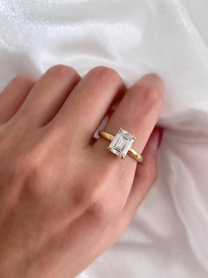 2.5 Carat Emerald Cut Solitaire Lab Grown Diamond Engagement Ring