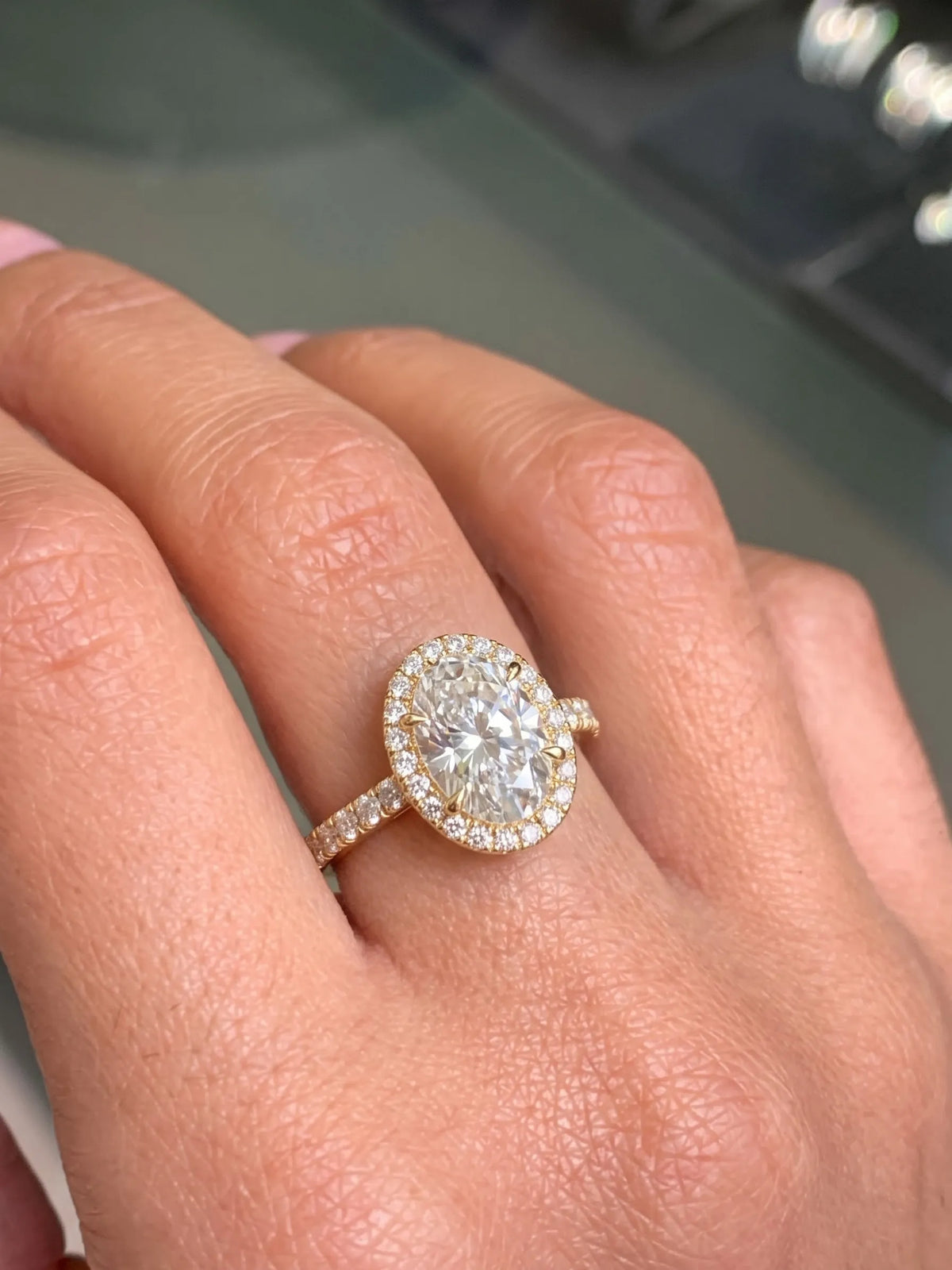 2.5 Carat Oval Halo Lab Grown Diamond Pave Engagement Ring