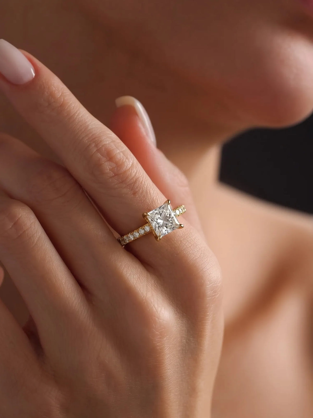 2 Carat Princess Lab Grown Diamond Pavé Engagement Ring