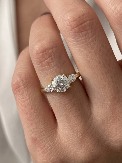 2 Carat Round Three Stone Prong Set Lab Grown Diamond Engagement Ring