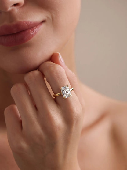2.5 Carat Emerald Cut Solitaire Lab Grown Diamond Engagement Ring