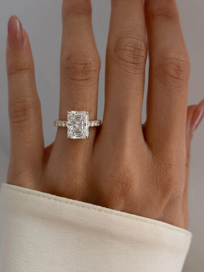 3.5 Carat Radiant Hidden Halo Lab Grown Diamond Engagement Ring