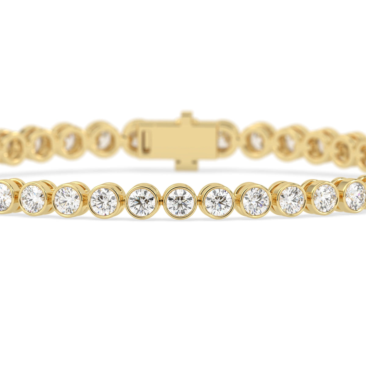 7 CTW Bezel-Set Round Lab Grown Diamond Tennis Bracelet - View 2