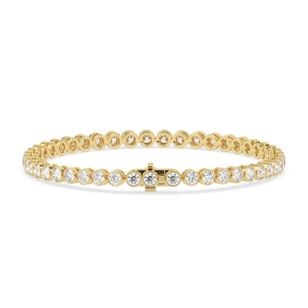 7 CTW Bezel-Set Round Lab Grown Diamond Tennis Bracelet - View 3