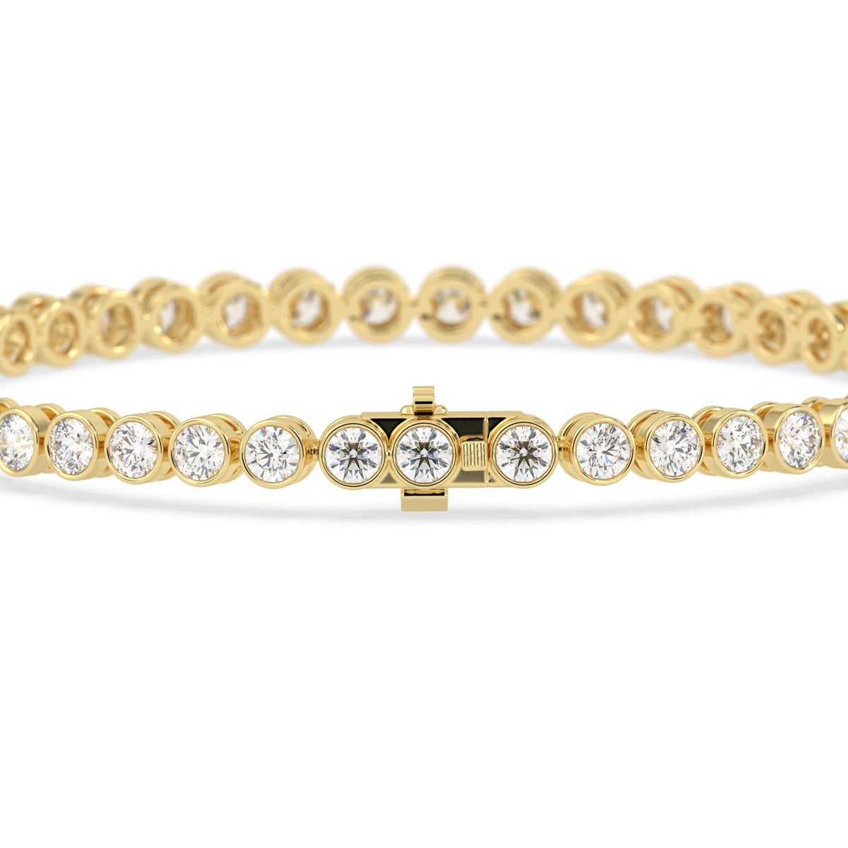 7 CTW Bezel-Set Round Lab Grown Diamond Tennis Bracelet - View 4